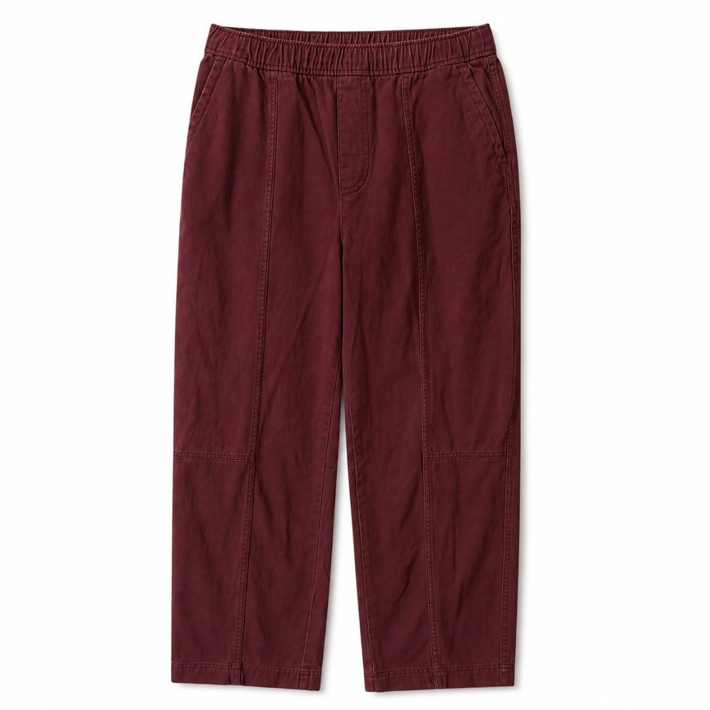 Old Navy Womens High Rise Comfort Waistband Pants Burgundy Cotton S Tall